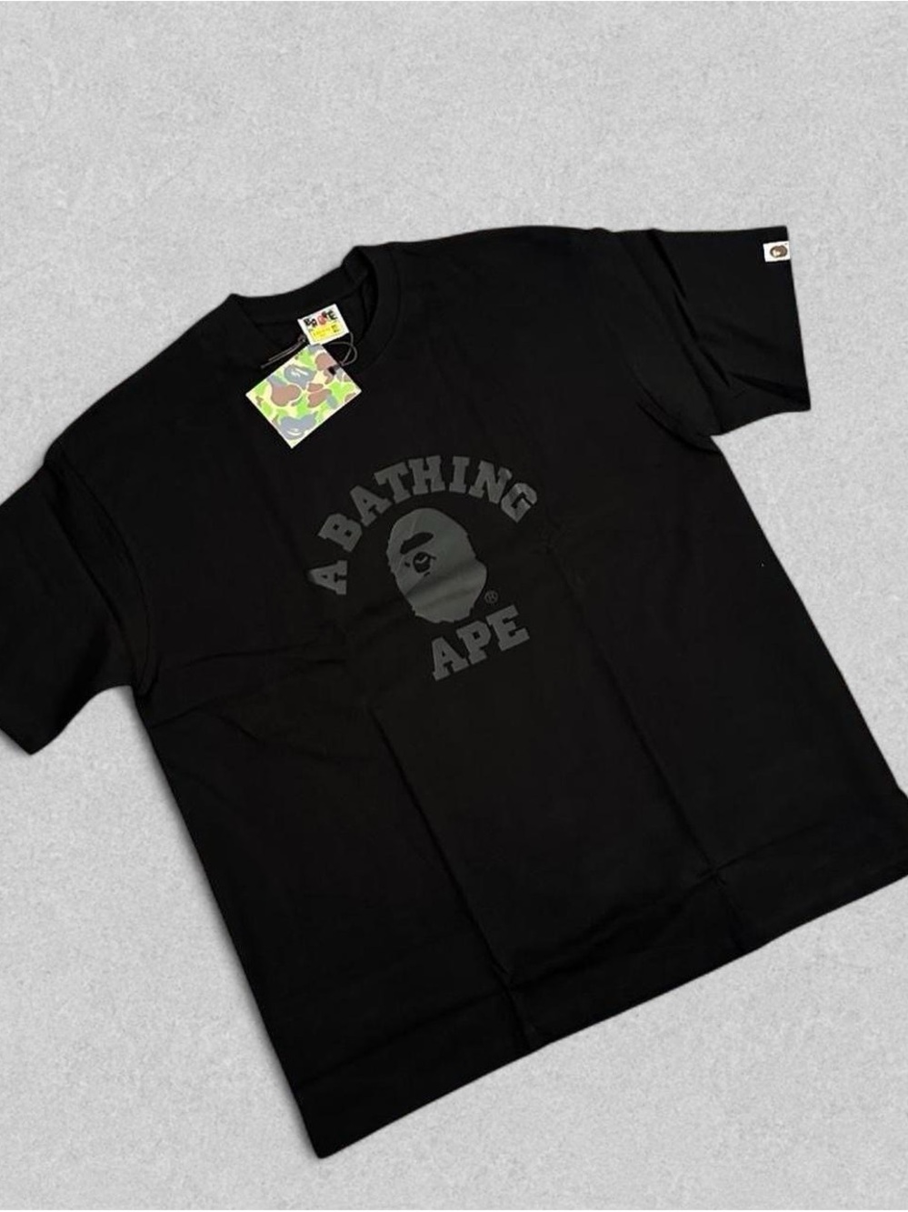 Bape Black Tonal 'A Bathing Ape' Logo Short Sleeve Tee